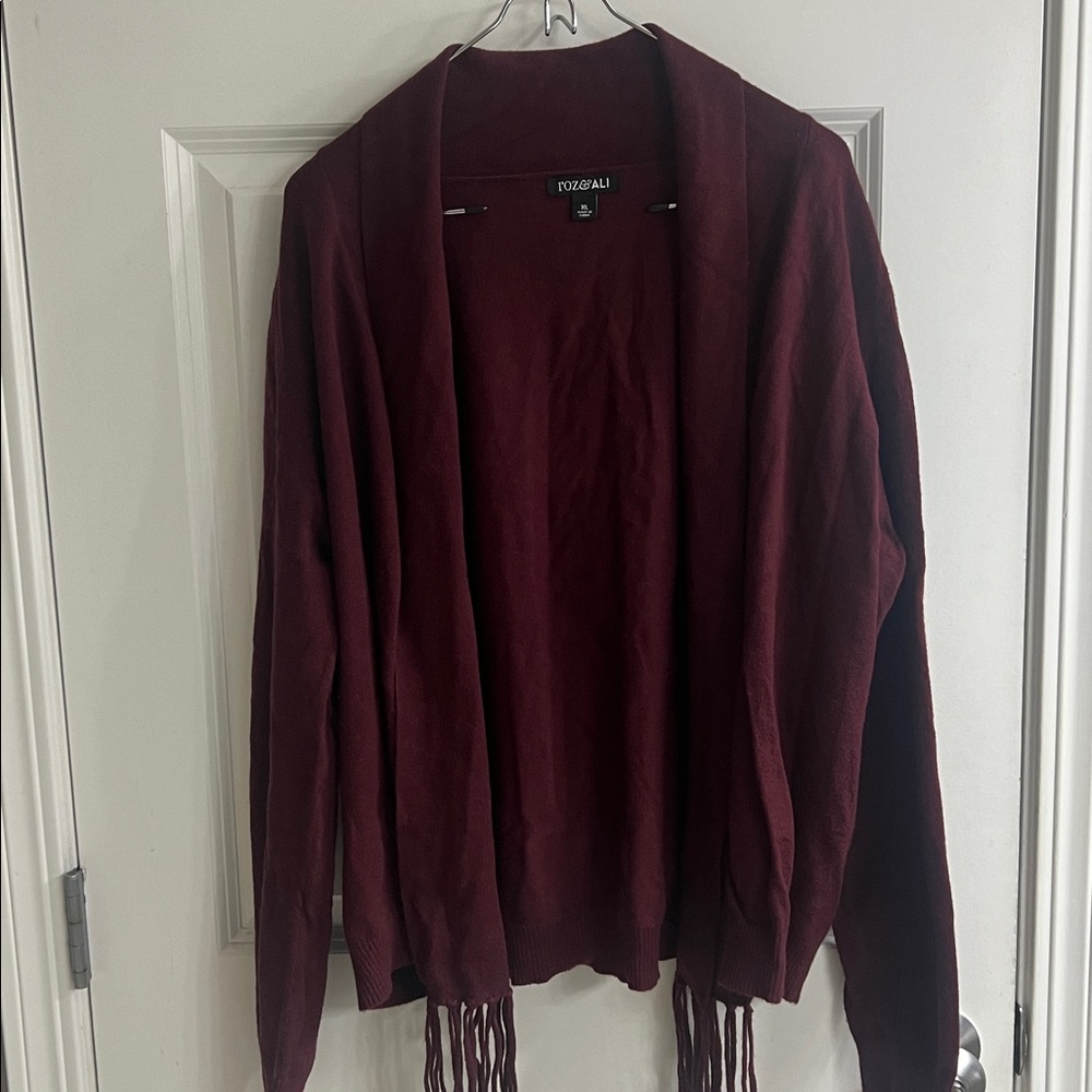 Roz & Ali Deep Red Knit Cardigan